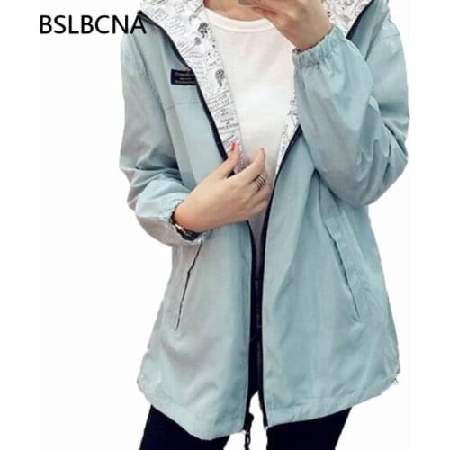 2019 Loose Plus Size Clothes Autumn Casual Women Jacket Coat Pocket Zipper Hooded Two Side Wear Cartoon Print Outwear Female T11