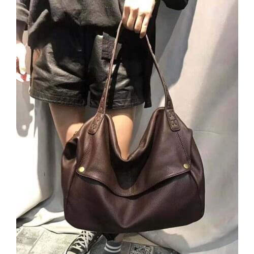 High Quality Women Large Capacity Handbags Head Layer Cowhide Classic Casual Tote Bags Ladies Shoulder Bag
