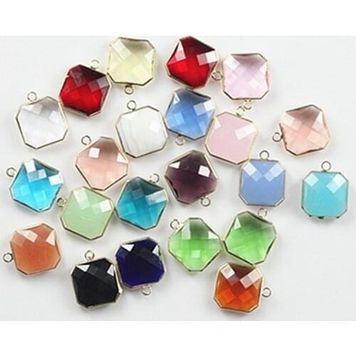 1Lot Crystal Mix Color Glass Bead Connector Charm Glass Connector Bead for Jewelry Making