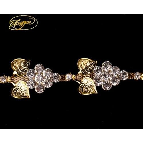 1 yard Gold silver Rhinestones Dress Shoes Clothes wedding decoration Rhinestones Zircon Alloy DIY Rhinestone Applique