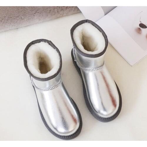 2021 Fashion Waterproof Women Boots 100% Natural Fur Winter Ankle Boots Genuine Sheepskin Leather Snow Boots Warm Wool Shoes