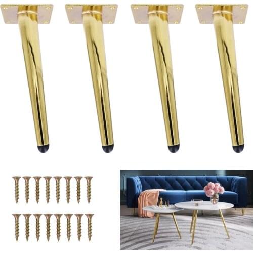 8pcs Gold Oblique Metal Furniture Support Legs For Sofa Wrought Iron Coffee Table TV Stand Cabinet Replacement Legs Anti-Slip