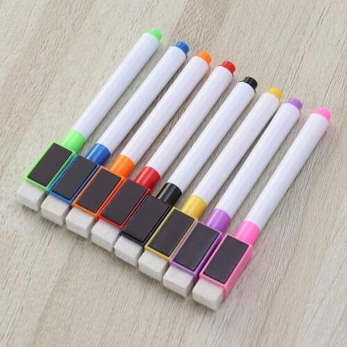 8pcs Magnetic Colorful Whiteboard Pen Black White Board Markers Built In Eraser School Supplies Childrens Drawing Pen(Pink, Nav