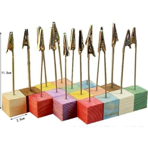 Free Shipping 16pcs/lot Mix Colorful Original Wooden Holder For Place Card/ Name Card In Party Decoration
