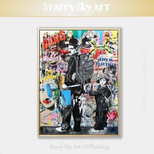 Free Shipping Artist Hand-painted High Quality Graffiti Style Oil Painting on Canvas Pop Fine Art Street Graffiti Oil Painting