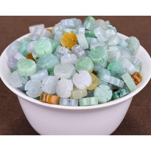 10PC Natural Emerald Jadeite Tri-coloured Taiji Bagua Beads Accessories DIY Bangle Charm Jewellery Hand-Carved Luck man Amulet