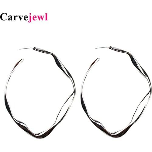 Carvejewl large vintage hoop earrings new Unique design gold plating color irregular exaggerated earring for women girl jewelry