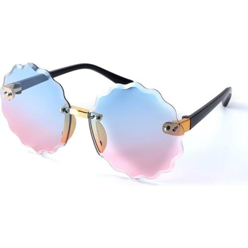 New Flower Shape Kids Sunglasses Gradient Fashion Children Sun Glasses Rimless Girls Outdoors Travel UV400 Protection Eyewear