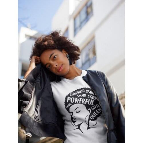 Afro Lady Girl Power T-Shirt Graphic Feminist Gift Tops Inspiring Words Letter Girl Power Slogan Grunge Tee Aesthetic Red shirts