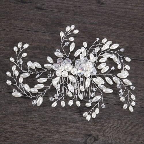 Fashion Hair Jewelry Silver Imitation Pearl Rhinestones Wedding Hair Comb For Wedding Hair Accesories Bride Women Hair Jewelry