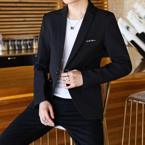 Autumn Mens Short Blazers Jackets One Button Solid Smart Casual Coat Business Casual Leisure Jacket Long Sleeve Lapel F2