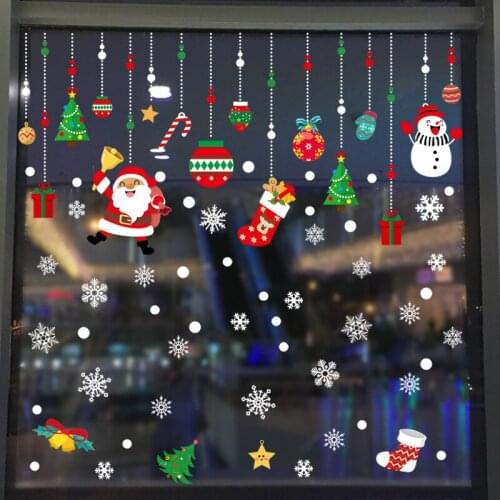 Christmas Window Stickers Christmas Wall Sticker Kids Room Wall Decals Merry Christmas Decorations For Home New Year Stickers