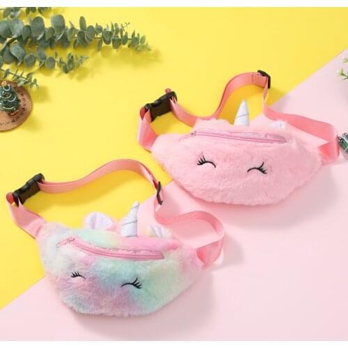 Unicorn Plush Handbag Girl shoulder bag Anime cute messenger bag kindergarten little girl kawaii purse Toy Gifts