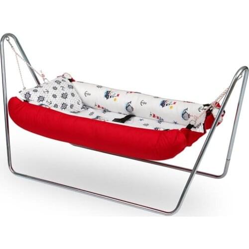Luxury Portable Baby Hammock Crib Swing Bed with Stand (Red Color)