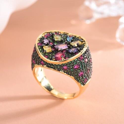 Novo luxo da moda feminina europeia e americana anel em forma geométrica noivado de noiva feminino e joias de casamento presente