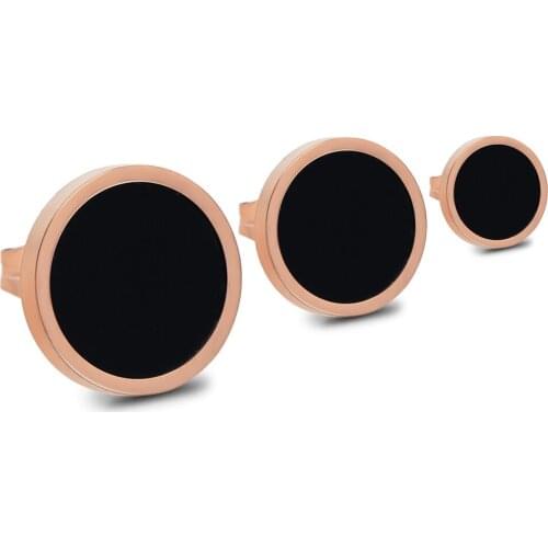 Hot Selling Different Size Black Titanium Steel Rose Gold Color Earring Simple Fashion Jewelry Men Women Stud Earring Jewelry