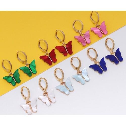 New Handmade Butterfly Drop Earrings Fashion Dangle Earrings Acrylic Candy Color Earrings for Women Party Jewelry