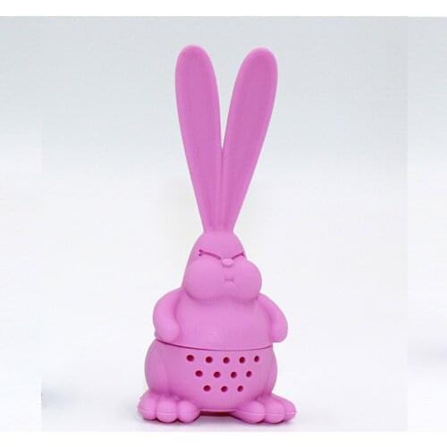 Silicone Angry Rabbit Mesh Ball Tea Infuser Reusable Big Ear Rabbit Mugs Teapots Leaf Filter Coffee Tea Strainer