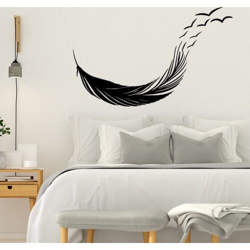 Modern feather Removable Pvc Wall Stickers For Home Decor Decoration Accessories Wall Sticker For Living Room