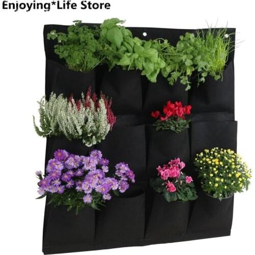 18/36/49 Pockets Hanging Green Grow Bag Planter Vertical Garden Vegetable Living Garden Bag Planter Growing Bags Flowers Supply