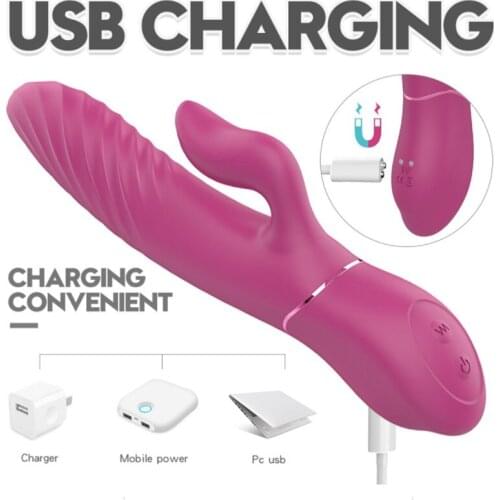 9 Speeds USB Charge Heatable Dual G Spot Vibrator for Women Sex Toy Rabbit Vibrator Vaginal Clitoral Massager Female Masturbator