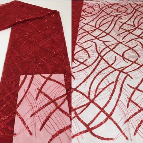 High end new arrival French net lace fabric Africa beaded and sequins lace SYJ-588885 embroidery tulle lace fabric