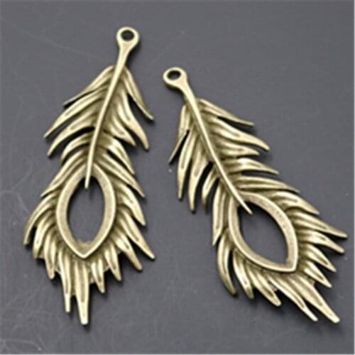 WKOUD 3pcs Peacock Feather charm Necklace Bracelet DIY Fashion Jewelry Alloy Pendants A802