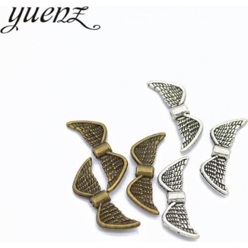 YuenZ 20pcs 2 color Tibetan Silver Plated Pendant Antique wing Bead Charms Jewelry Making DIY Handmade Craft 22*9mm D425