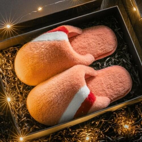 Winter New Style Cotton Slippers Female Home Couple Warmth Thick-soled Plush Indoor Non-slip Cotton Shoes Men
