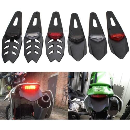 1pc Red 12V LED Taillight Brake Lamp+Rear Fender Black ABS License Plate Bracket Holder Universal for Enduro Motocross Dirt Bike
