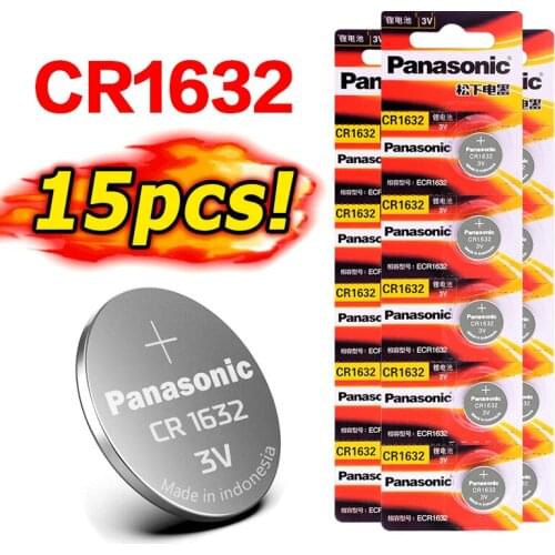 15 x Panasonic CR1632 Button Cell Coin Batteries CR1632 Car Remote Control Electric Alarm 3V Lithium Battery Suitable Watch