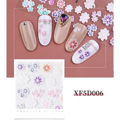 2pcs Embossed Adhesive 5D Nail Sticker Foil Decals For Nails Sticker Art Flower Nail Art Decorations Designs Tool