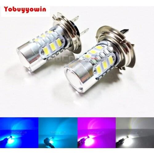 2pcs Pink/Blue/Ice Blue H7 15w High Power Bright Car LED Bulbs 5730 15 SMD Fog Light/High Beam DRL 12v