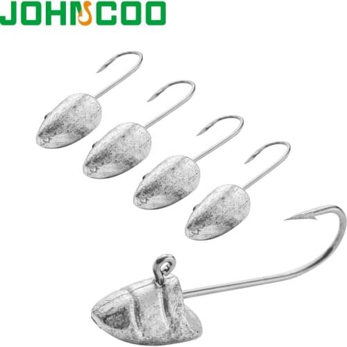 JOHNCOO 20pcs Head Hooks1.5g 2g 3.5g 5g Lead Jig Head Barbed Hook Worm Soft Lure Exposed Jigging Hook Fishing Hooks
