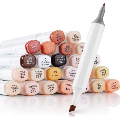 24 Color Marker pens Skin Brown Color for Sketch Drawing Paint Art supplies Design School Animation Supply markers manga colores