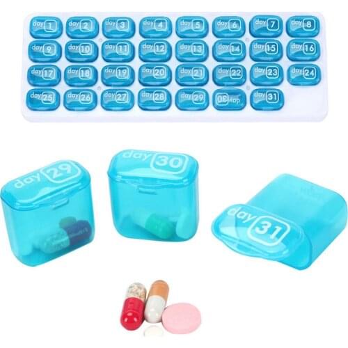 31 Day Monthly Medicine Tablet Pill Sorter Month Pill Case Organizer Box Tablet V itamin Storaging Holder Plastic Splitters
