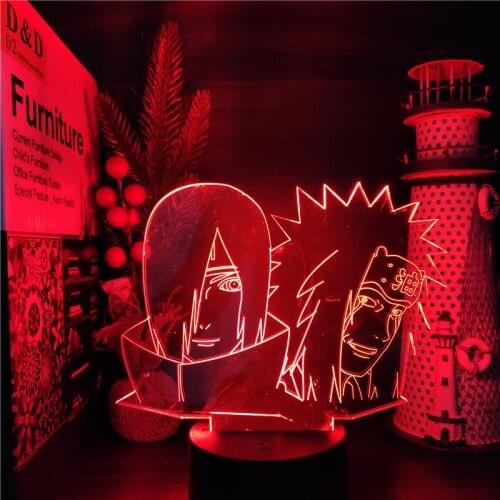 Nartuo Pain Jiraiya 3D Lamp Anime LED Night Light for Bedroom Decor Colorful Touch Nightlight Bedside Lamp Cool Birthday Gifts