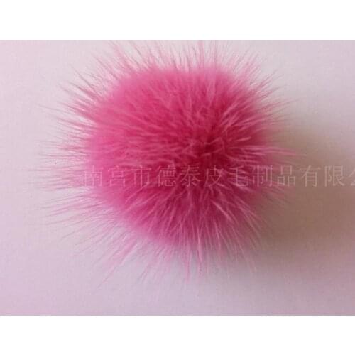 5pcs/lot Wholesale price 100% Real Mink Fur Ball DIY 4cm Genuine Fur Pompom For Women Winter Keychain Beanies Hat DEF011-rose