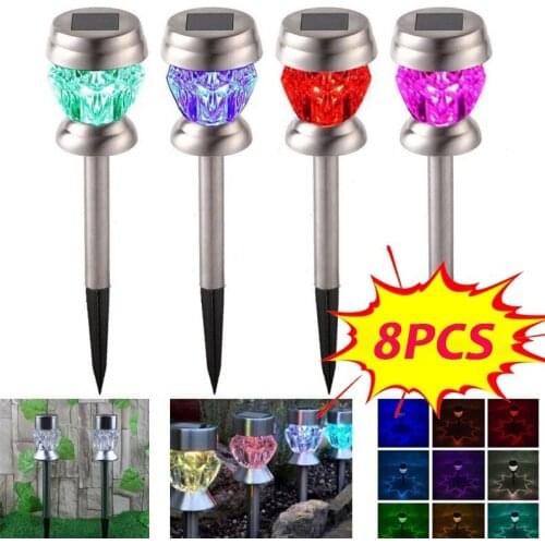 8/4Pcs Color Changing LED Solar Pathway Lights Outdoor Garden Stake Lights Landscape Lights