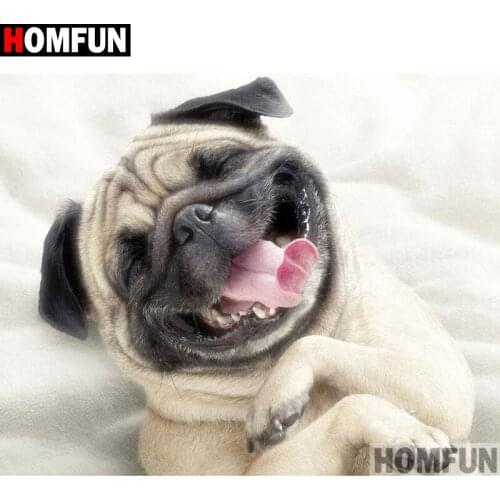 HOMFUN Full Square/Round Drill 5D DIY Diamond Painting "Animal dog" Embroidery Cross Stitch 3D Home Decor Gift A11956