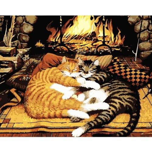 Frameless Painting By Numbers Animal Cat On Canvas Pictures By Numbers Home Decoration DIY minimalism Style Diy Gift