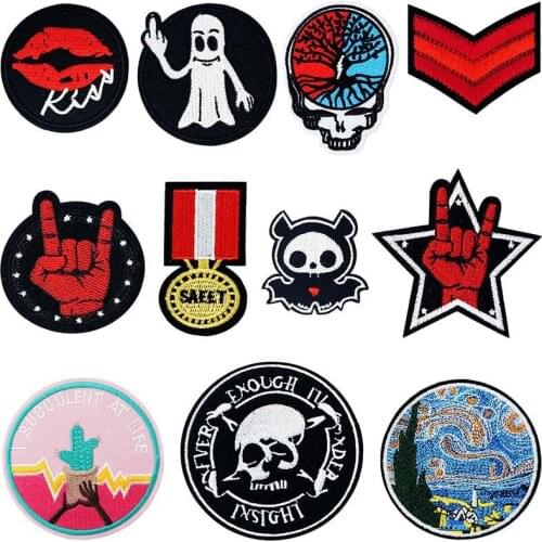 Brassard Armlet Drawing Embroidered Iron on Patches for Clothing DIY Stripes Clothes Patchwork Sticker Custom Applique