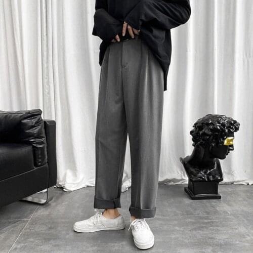 Summer Straight Suit Pants Mens Korean Fashion Casual Pants Men Streetwear Wide-leg Pants Mens Dress Suit Pants Mens Trousers