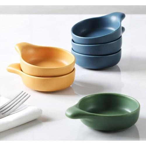 Jusen 1 Piece BBQ Salad Cute Gravy Boats Fruit Plate Porcelain Kitchen Tool Color Glaze Colorful Ceramic Tableware Saucer Dining