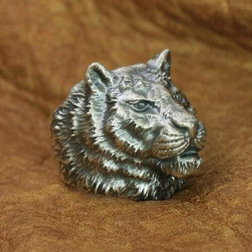 925 Sterling Silver High Details Tiger Ring Mens Biker Punk Ring TA223 US Size 7~15