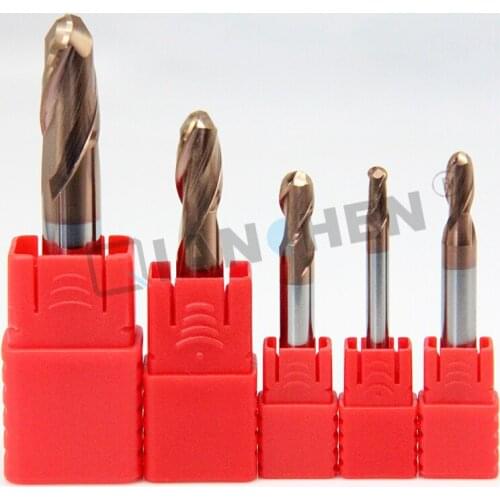 R5 R6 R7 HRC55 Ultrafine Tungsten Carbide Cutter CNC Tool Alloy Coating End Mill 2 Flutes Ball Milling Cutter For Steel Copper