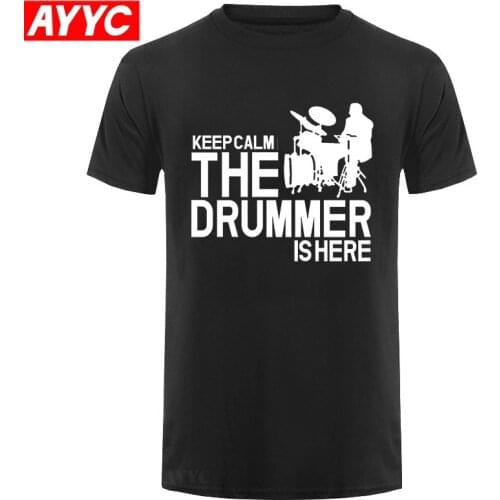 Summer New drummer and drums Cotton Man T shirts Short Sleeve Casual Keep Calm The Drummer Is Here print T Shirts Free Shipping