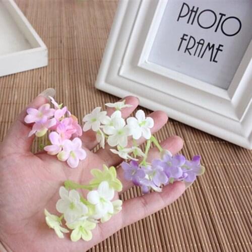 12PCS,4CM Mini Artificial Silk Hydrangea Flowers Head With Clip,Hair Garland,Wedding Decorations,DIY Accessories Bride,Children