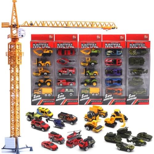 5Pcs 1/64 Diecast Alloy Engineering Racing Military Car Vehicle Model Kids Toy