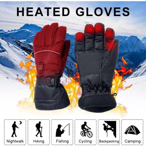 Motorcycle Heated Gloves Touch Screen Winter Warm Skiing Gloves Waterproof Rechargeable Heating Thermal Gloves For Snowmobile